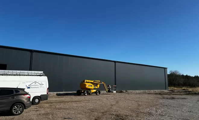 Pose de gouttière aluminium sur bâtiment industriel a saint geours de maremne , Capbreton, MSG
